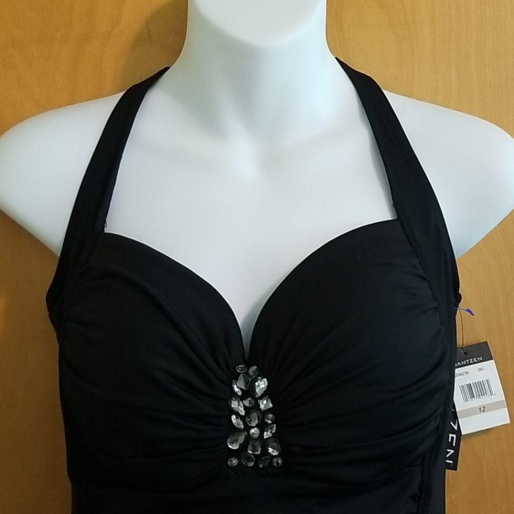 🎈SOLD🎈NWT Jantzen Black Glam Jeweled Swimsuit 12 - Picture 2 of 11